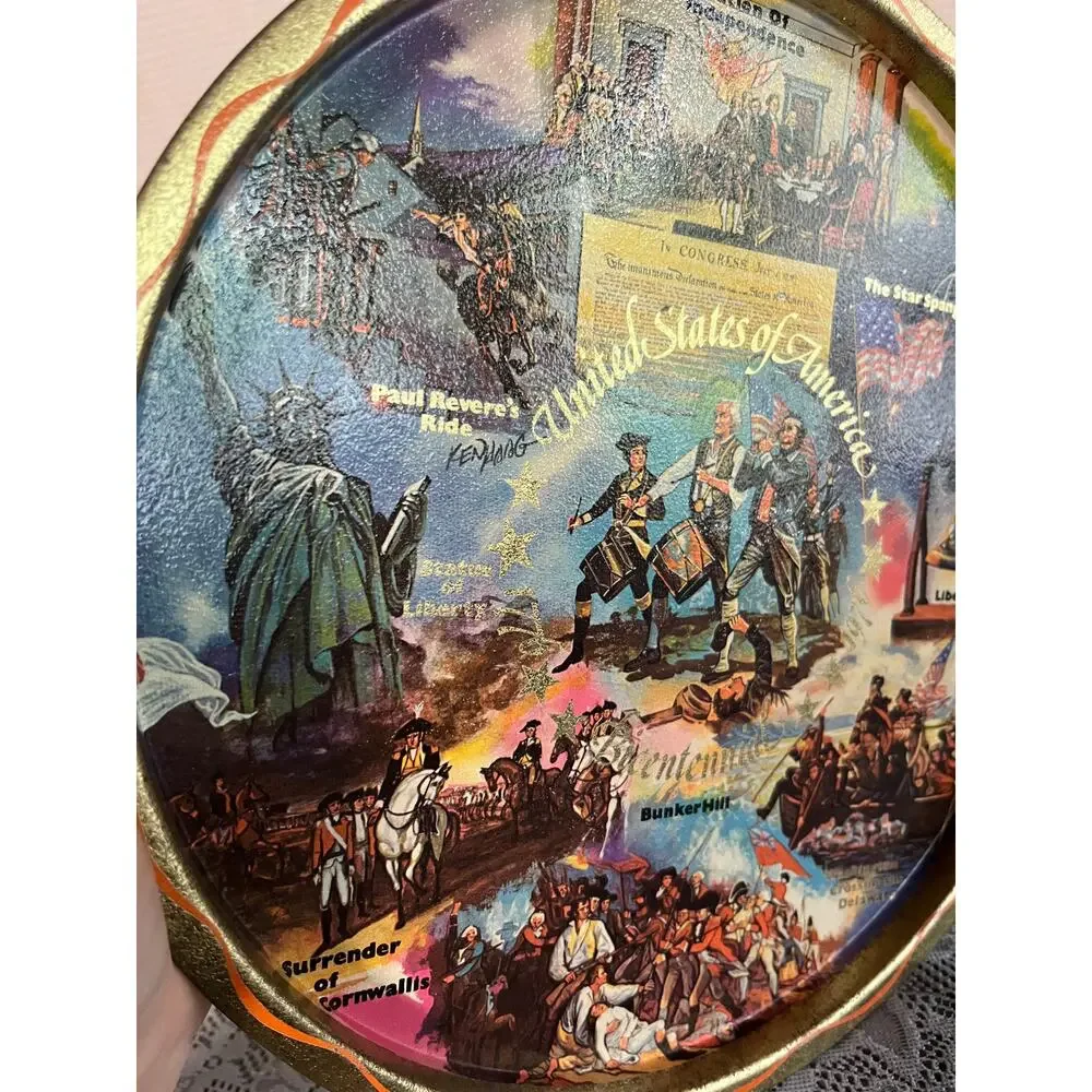 Vintage 1776-1976 Bicentennial Commemorative Plate United States of America Gold